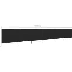 Tuulensuojakangas 6 paneelilla 800x80 cm musta