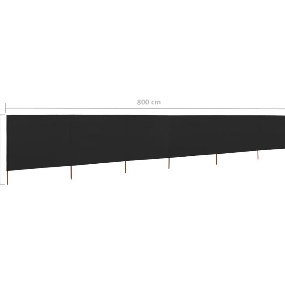 Tuulensuojakangas 6 paneelilla 800x80 cm musta