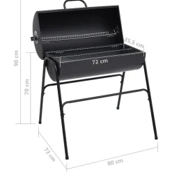 Tynnyrigrilli 2 grilliritilällä 80x95x90 cm teräs musta