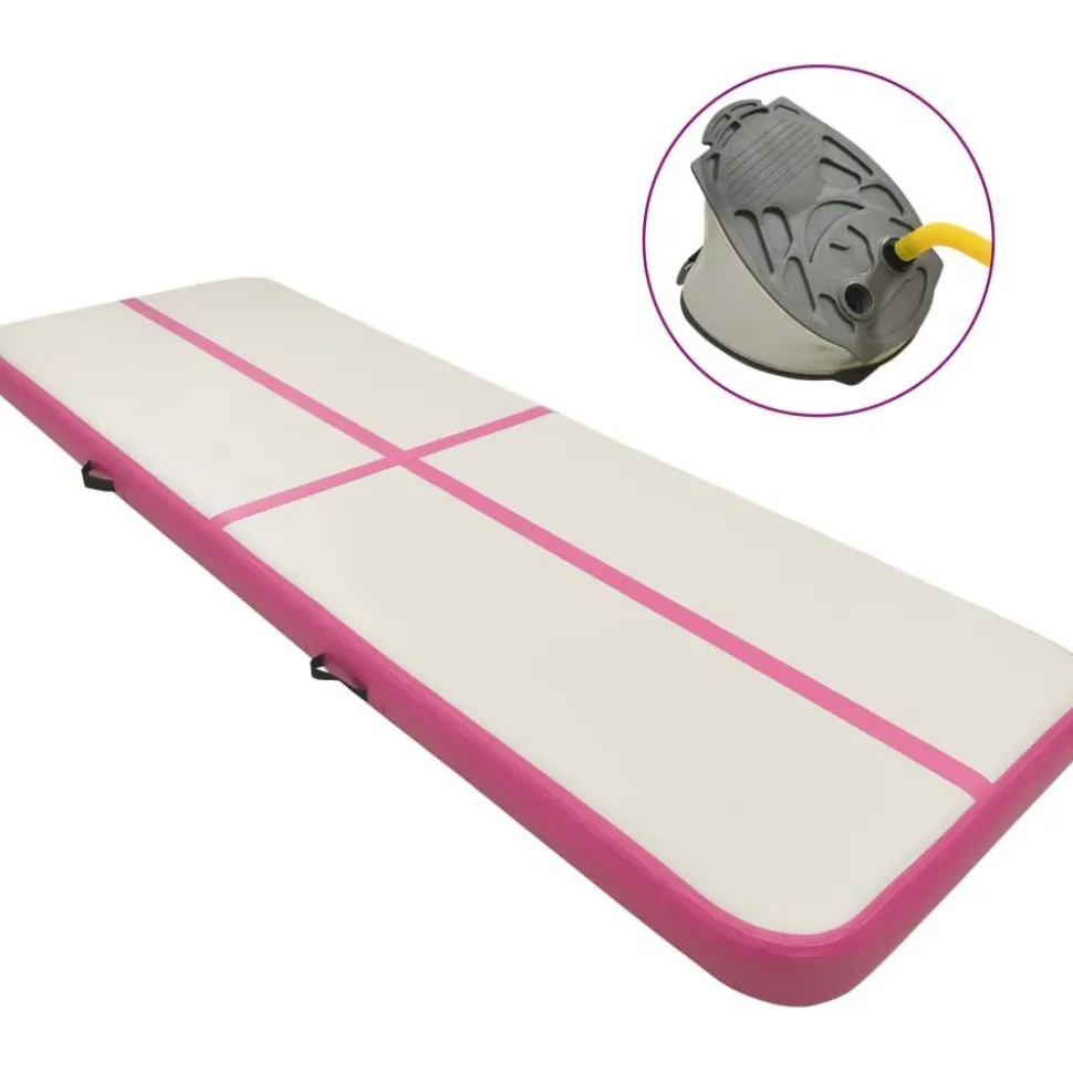 Täytettävä voimistelumatto pumpulla 500x100x20 cm PVC pinkki