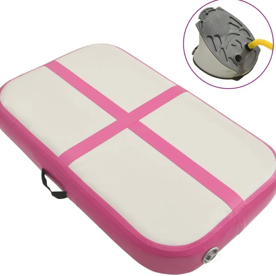 Täytettävä voimistelumatto pumpulla 60x100x10 cm PVC pinkki