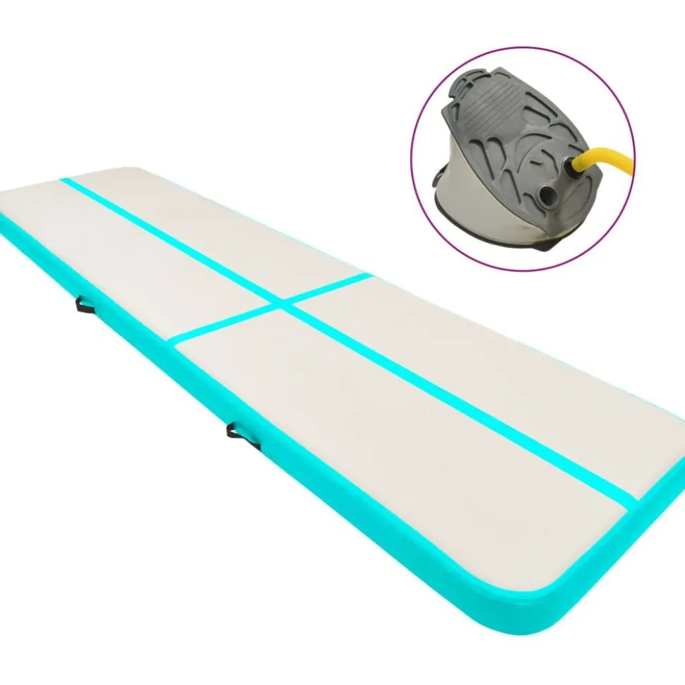 Täytettävä voimistelumatto pumpulla 700x100x20 cm PVC vihreä