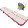 Täytettävä voimistelumatto pumpulla 800x100x20 cm PVC pinkki