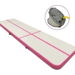 Täytettävä voimistelumatto pumpulla 800x100x20 cm PVC pinkki
