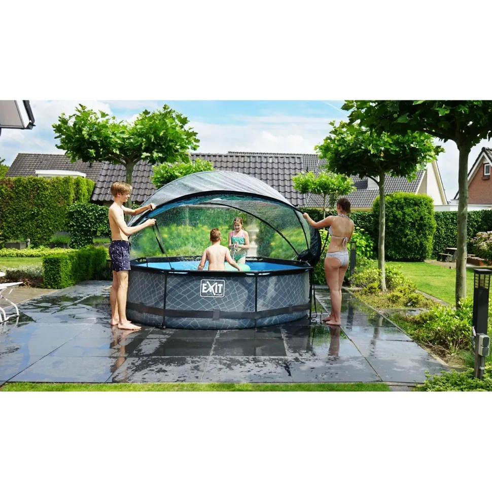 Uima-allassetti Exit Stone Grey ø244cm 12V harmaa sis. kupu
