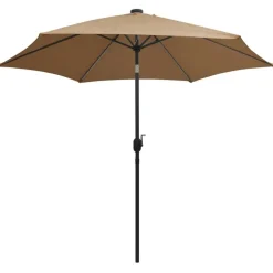 Ulkoaurinkovarjo led-valot alumiinitanko 300cm harmaanruskea