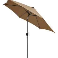 Ulkoaurinkovarjo led-valot alumiinitanko 300cm harmaanruskea