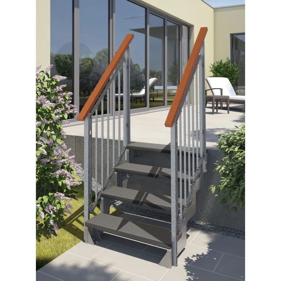Ulkoportaat Dolle Gardentop Trimax kahdella Nordic-kaiteella antrasiitti eri kokoja