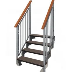 Ulkoportaat Dolle Gardentop Trimax kahdella Nordic-kaiteella tummanruskea eri kokoja