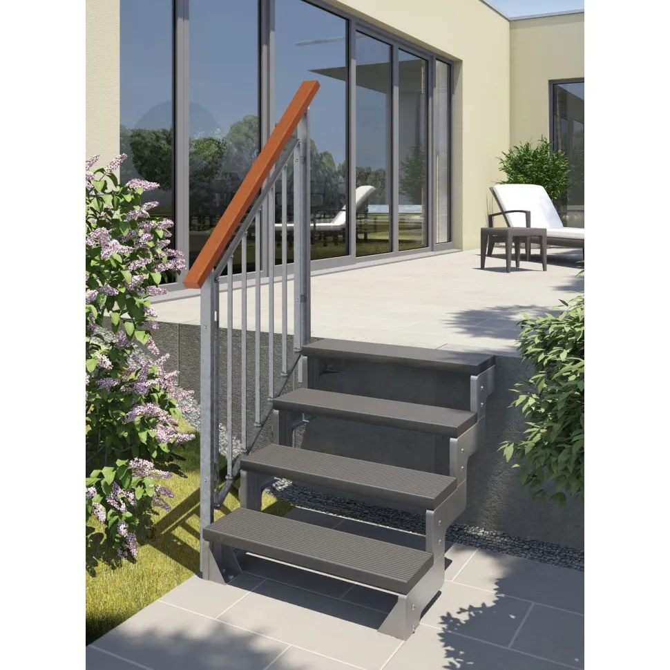 Ulkoportaat Dolle Gardentop Trimax yhdellä Nordic-kaiteella antrasiitti eri kokoja