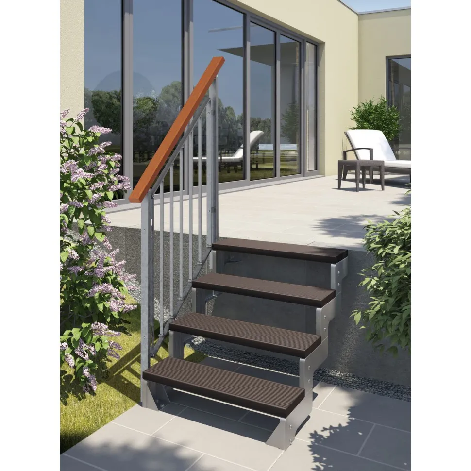 Ulkoportaat Dolle Gardentop Trimax yhdellä Nordic-kaiteella tummanruskea eri kokoja