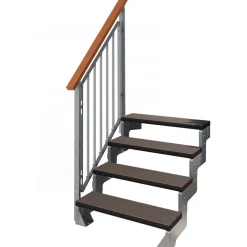 Ulkoportaat Dolle Gardentop Trimax yhdellä Nordic-kaiteella tummanruskea eri kokoja