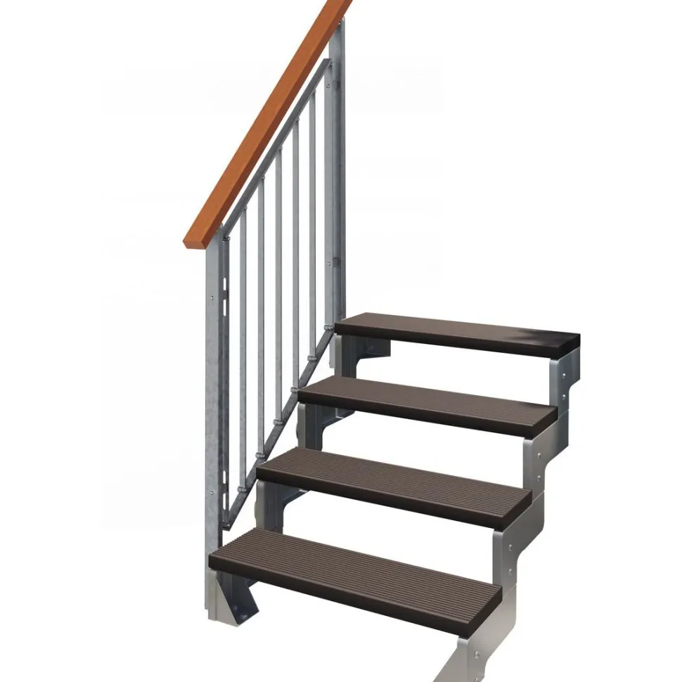 Ulkoportaat Dolle Gardentop Trimax yhdellä Nordic-kaiteella tummanruskea eri kokoja