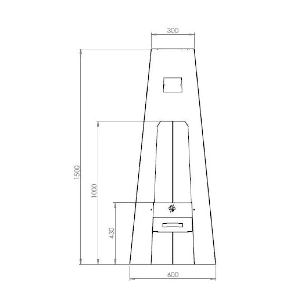 Ulkotulisija Carelia Grill® A-Fire 1500x600x600 mm musta