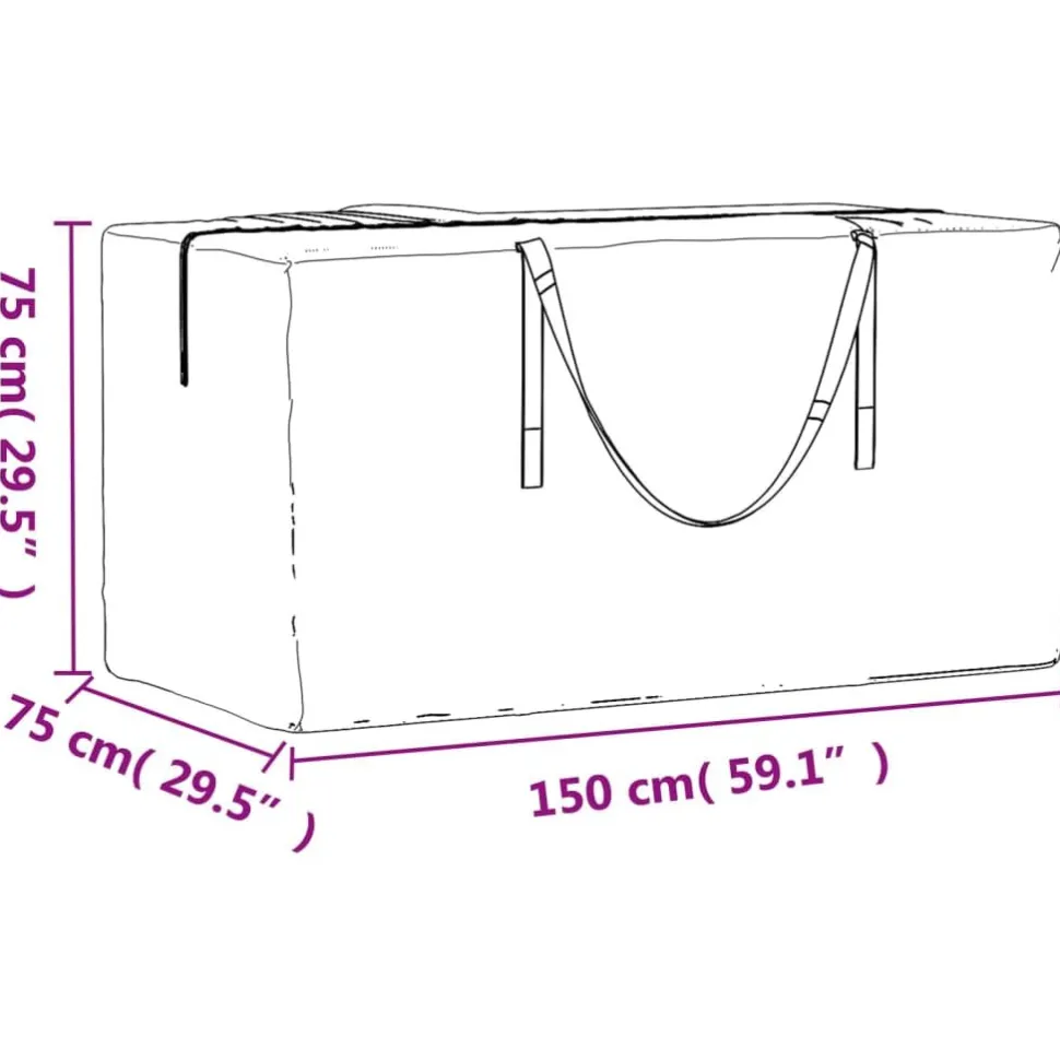 Ulkotyynyjen säilytyskassi musta 150x75x75 cm polyeteeni