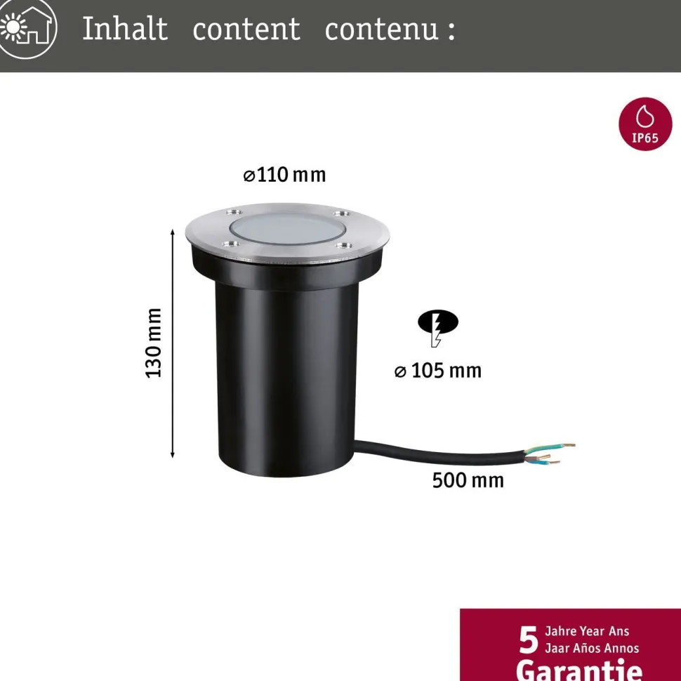 Upotettava terassivalaisin Paulmann Floor, IP65, 11cm, 230V,rst