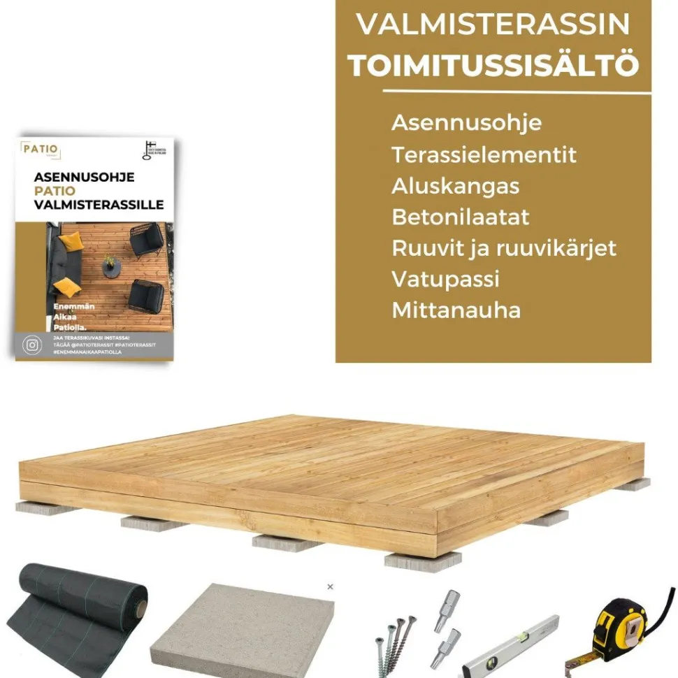 Valmisterassi PatioN°rd Havu, 2x3m, kestopuu