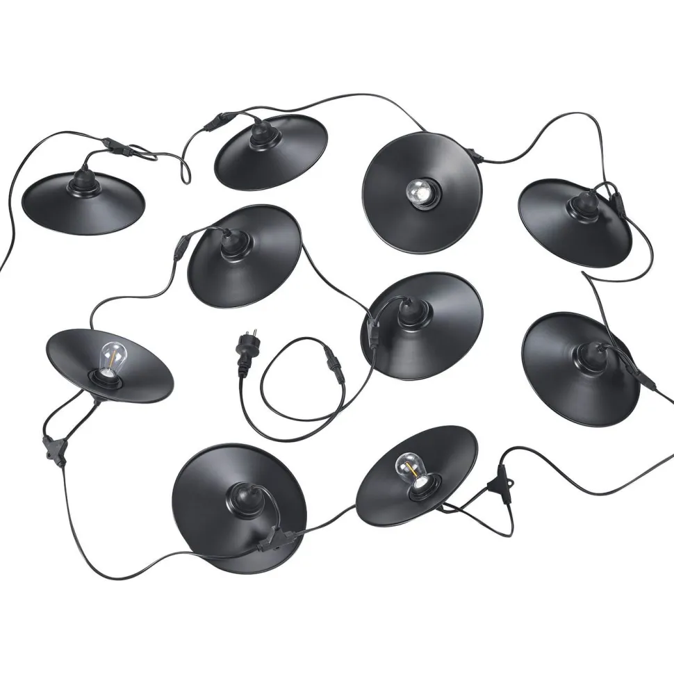Valoketju Trio Chain 6.5m 10xE27 varjostimilla mattamusta