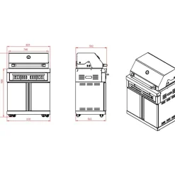 Vapaasti seisova hiiligrilli Myoutdoorkitchen Classic Line Stainless, ruostumaton teräs