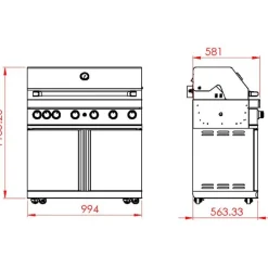 Vapaasti seisova kaasugrilli Myoutdoorkitchen Classic Line Stainless, 6 poltinta ja infrapunalämpö, rst
