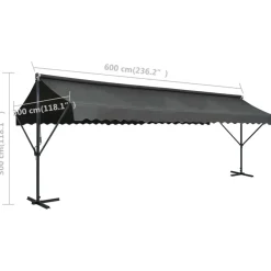 Vapaasti seisova markiisi 500x300 cm kerma