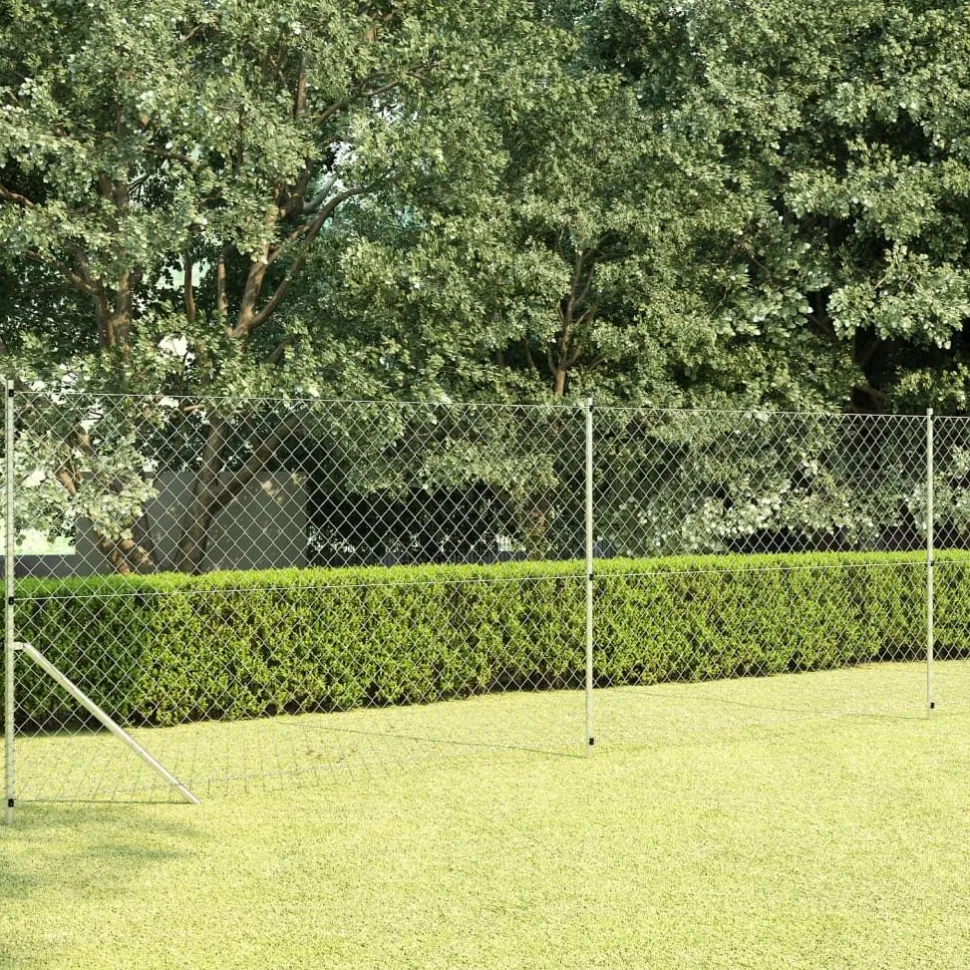 Verkkoaita tolpilla galvanoitu teräs 15x1,5 m hopea