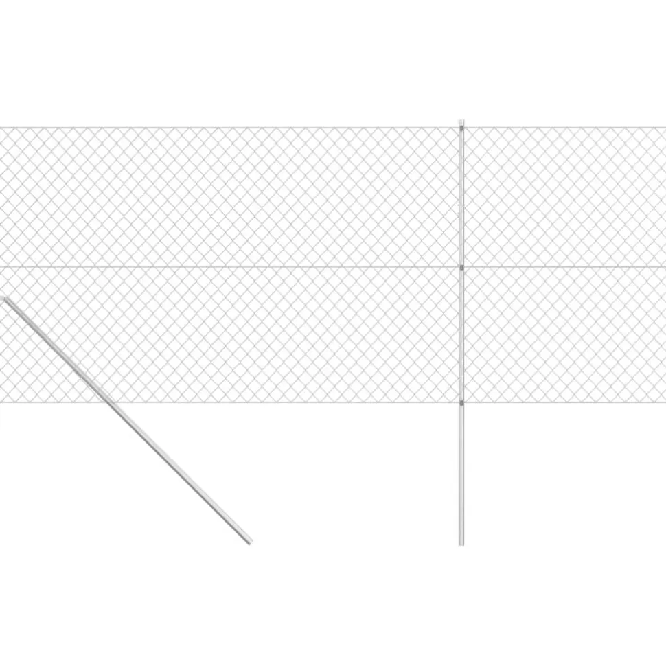 Verkkoaita tolpilla galvanoitu teräs 15x1,5 m hopea
