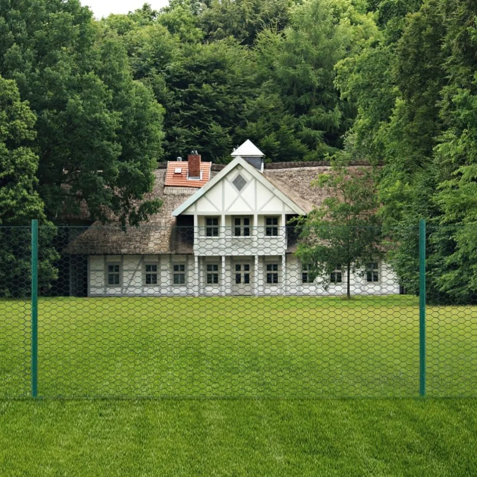 Verkkoaita tolpilla teräs 25x0.75m silmäkoko 50mm vihreä