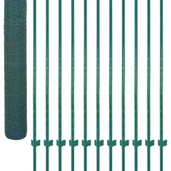 Verkkoaita tolpilla teräs 25x1.5m silmäkoko 13mm vihreä