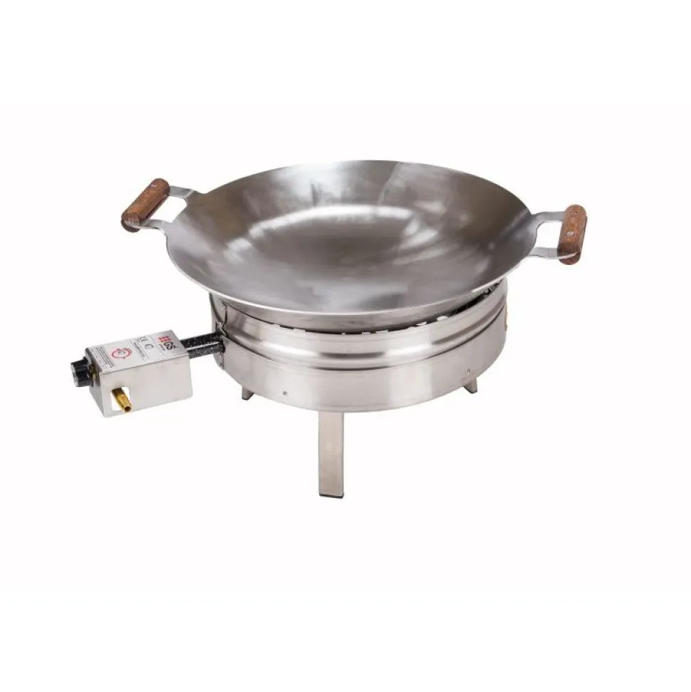 Wokkisetti GrillSymbol PRO-450-INOX Ø 45 cm D-300 kaasupoltin säädinletkusetti teräs