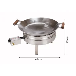 Wokkisetti GrillSymbol PRO-450-INOX Ø 45 cm D-300 kaasupoltin säädinletkusetti teräs