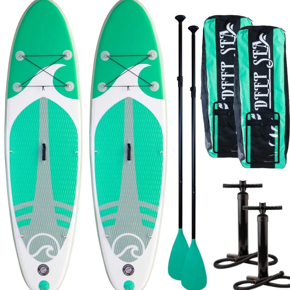 2x SUP-lautasetti Deep Sea Standard ilmatäytteinen 275 cm 15 PSI vihreä