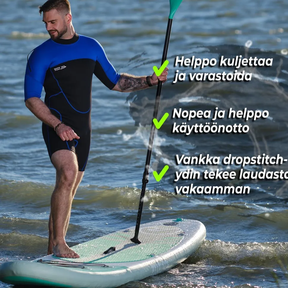2x SUP-lautasetti Deep Sea Standard ilmatäytteinen 275 cm 15 PSI vihreä