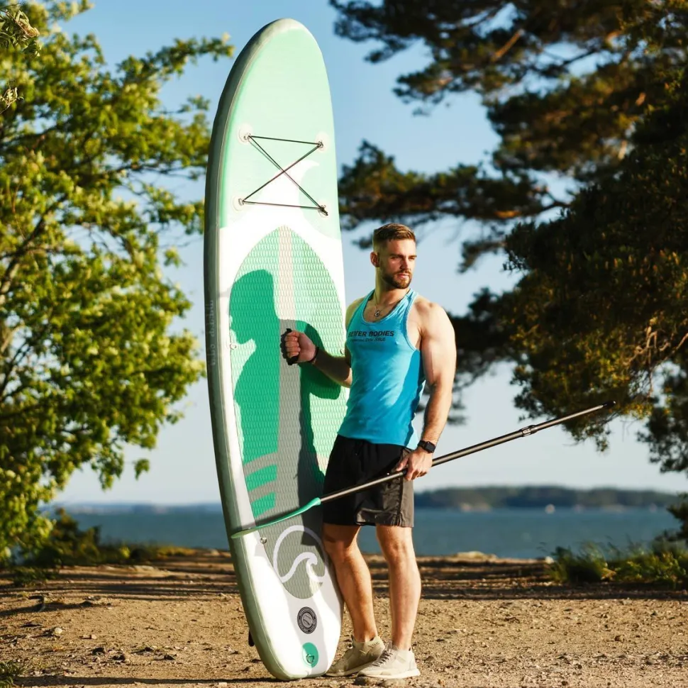 2x SUP-lautasetti Deep Sea Standard ilmatäytteinen 275 cm 15 PSI vihreä