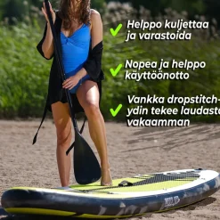 2x SUP-lautasetti Deep Sea Pro ilmatäytteinen 300 cm 15 PSI limenvihreä