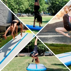 2x ilmavolttipatja React Airtrack 3 x 1 x 0,1 m käsipumpulla sini/valkoinen