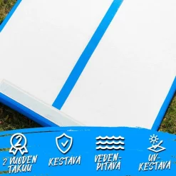2x ilmavolttipatja React Airtrack 3 x 1 x 0,1 m käsipumpulla sini/valkoinen