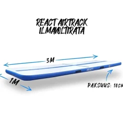 2x ilmavolttipatja React Airtrack 3 x 1 x 0,1 m käsipumpulla sini/valkoinen