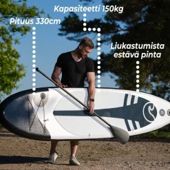 2x SUP-lautasetti Deep Sea XXL ilmatäytteinen 330 cm 15 PSI musta/valkoinen